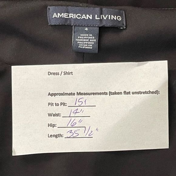 American Living - Flutter sleeve black dress, women’s size 4, black & white - Picture 13 of 14